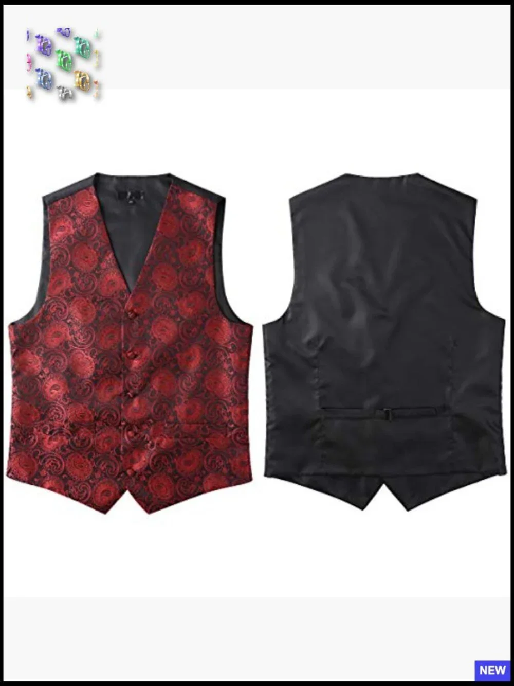 Classic Jacquard Paisley Vest Set Slim Fit Formal Elegant Tuxedo Accessories